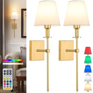 Lampu Dinding Tanpa Wayar Tecido Arandela Recarregável Sem Fio Metal Luminária De Parede Com RGB Quarto Sala De Estar