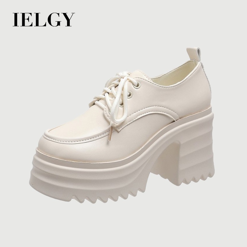 IELGY Sapatos De Couro Estilo Britânico Feminino Com Fundo Grosso Aumentando Pequenos em Oferta na Shopee