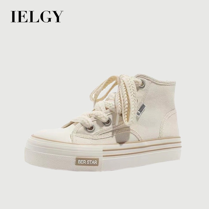 IELGY Sapatos De Lona Coreanos Com Cadarço E Cano Alto Para Mulheres em Oferta na Shopee
