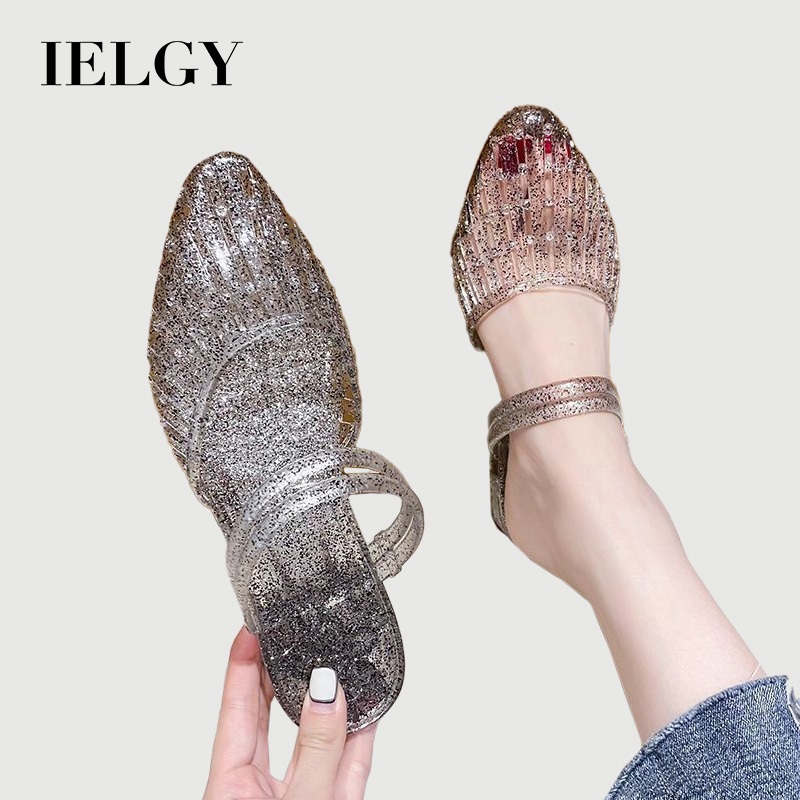 IELGY Chinelos semi-toe Femininos Moda Verão Novo Antiderrapante Lindo Cristal