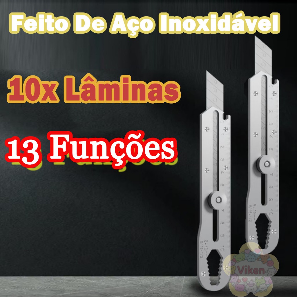 Estilete Profissional 18mm Com Trava Aço Inox Maciço 10 Lâminas em Oferta na Shopee