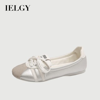 IELGY Sapatos Planos Franceses retro Para Mulheres Novo Estilo Com Saia Deslizante Brancos