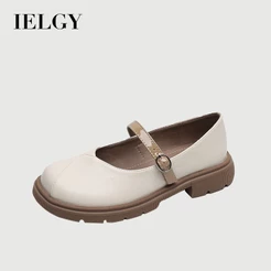 IELGY Sapatos Mary Jane De Sola Grossa Femininos Com Alça Reta E Bico Redondo Salto Bloco Macio Feminino .