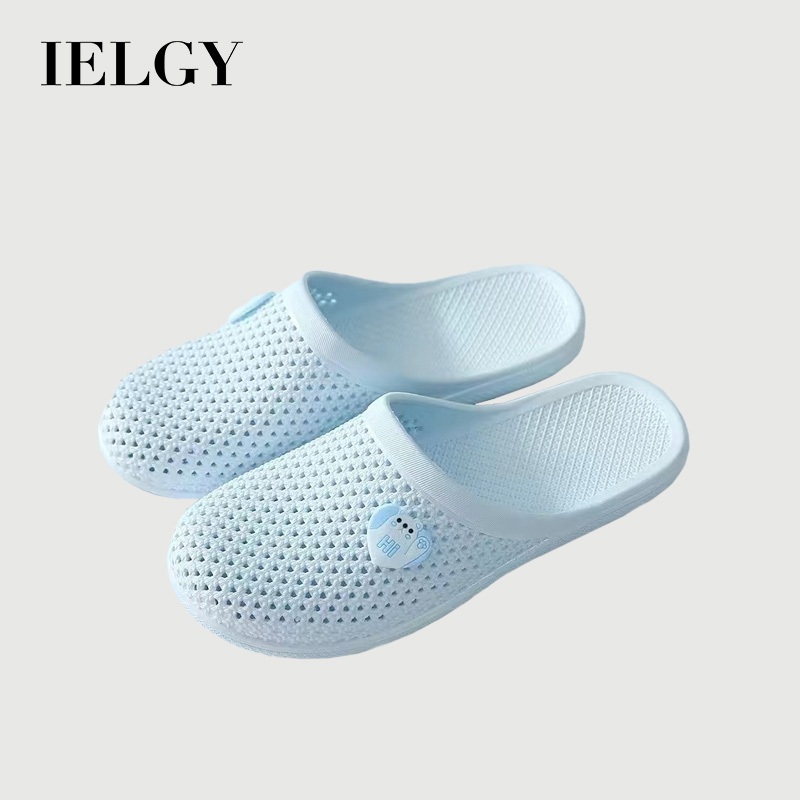 IELGY 2025 Verão Novas Sandálias Recorte Bonito Flat Baotou Chinelos Femininos Slip Room Lazer Banho