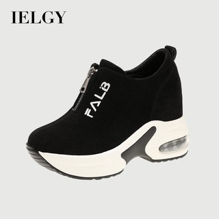 IELGY Zipper Casual Tênis Almofada Flats Cunha Salto Aumentando Esportes Da Moda