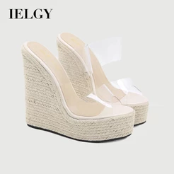 IELGY Salto Alto Feminino Antiderrapante Estilo Europeu E Americano Cunha Simples Confortável