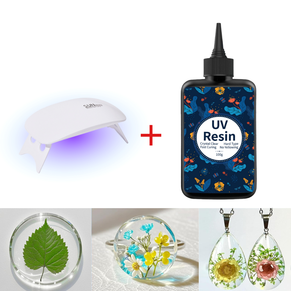 Kit De Resina UV E Lâmpada 100g-Epóxi Transparente De Alto Brilho Baixo Odor De Cura Rápida Para Joias , Artesanato Com