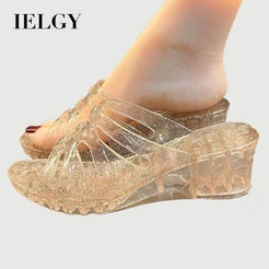 IELGY Chinelos De Cristal Sandálias De Cunha Moda Feminina Antiderrapante Resistente Ao Desgaste Sola Grossa Aumentar Sa