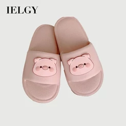 IELGY Japonês Casual Antiderrapante Banho Interior Novo Desenho Animado Bonito Piggy Casal Chinelos Femininos Verão
