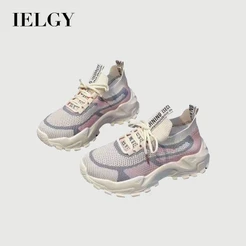 IELGY Novos Tênis Femininos Novo Verão Tecelagem Malha Esporte Luz Casual Correndo Estudante 6CM
