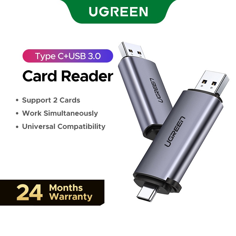 Leitor De Cartões UGREEN USB 3.0 & Type C Para SD Micro TF PC Acessórios Laptop Cardreader De Memória Inteligente em Oferta na Shopee