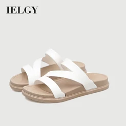 IELGY Chinelos De Moda Feminina De Verão Antiderrapantes Sapatos De Praia Grossos Planos Ajustáveis Sandálias Casuais Se