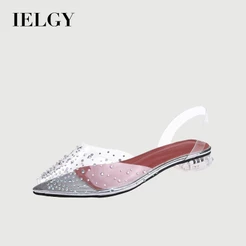IELGY Sandálias Transparentes Femininas Tendência Selvagem Strass sexy Sapatos Confortáveis Pontiagudos