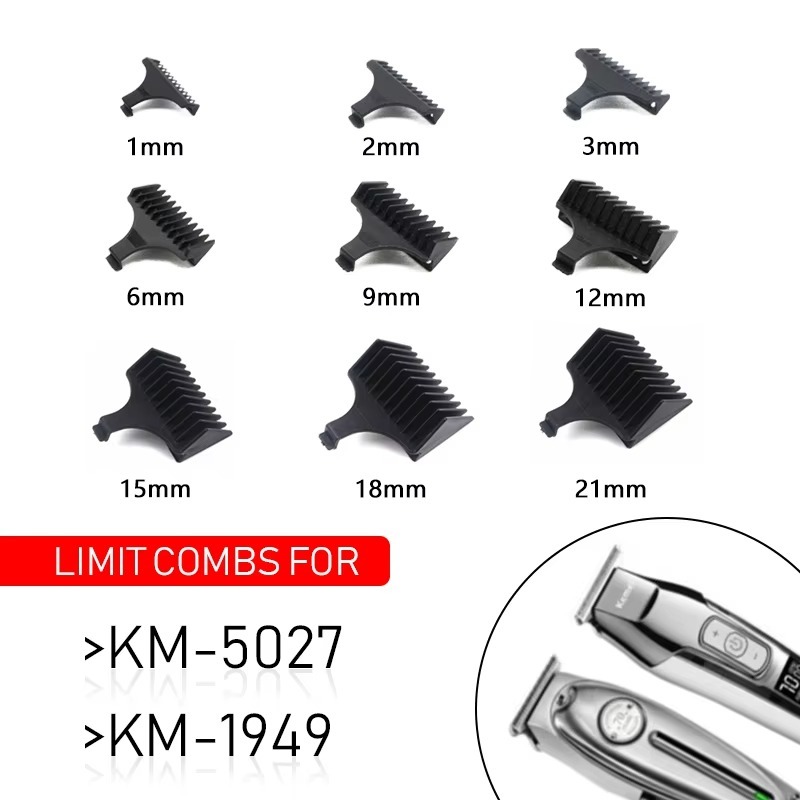 Para Kemei KM-5027 1949 5098 9163 5021 Etc . Aparador De Cabelo Limite Pente Universal Preto Guardas Cabeleireiro Guia D