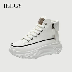 IELGY Sapatos De Cano Alto Femininos Novos Dedo Redondo Sola Plataforma Casuais De Ripa Na Moda