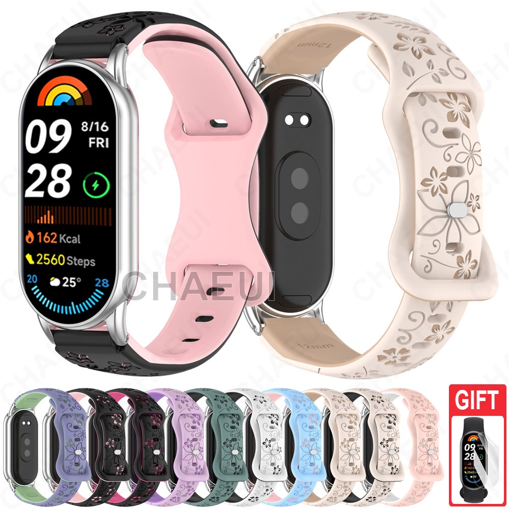 Acessórios De Banda Em Relevo De Pulseira De Silicone Para Xiaomi Smart Band 10 9 8 / Band 10 Ceramic Edition