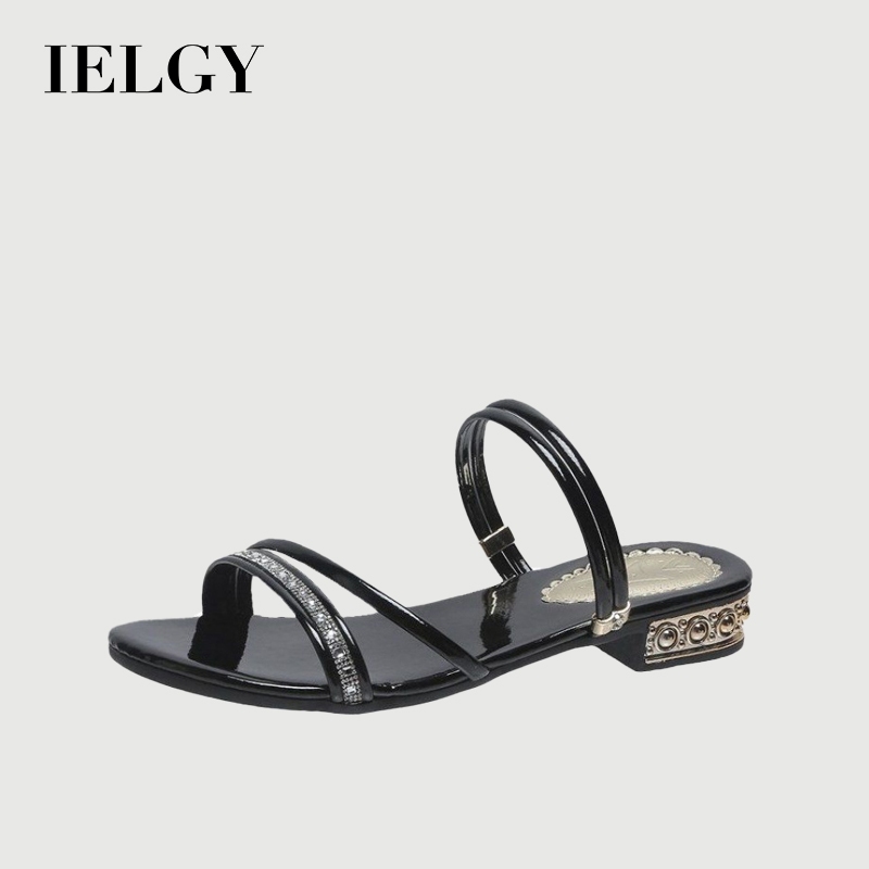 IELGY Novas Sandálias De Duas Peças De Roupa De Verão Feminina Versão Coreana Mais Strass De Calcanhar Baixo em Oferta na Shopee
