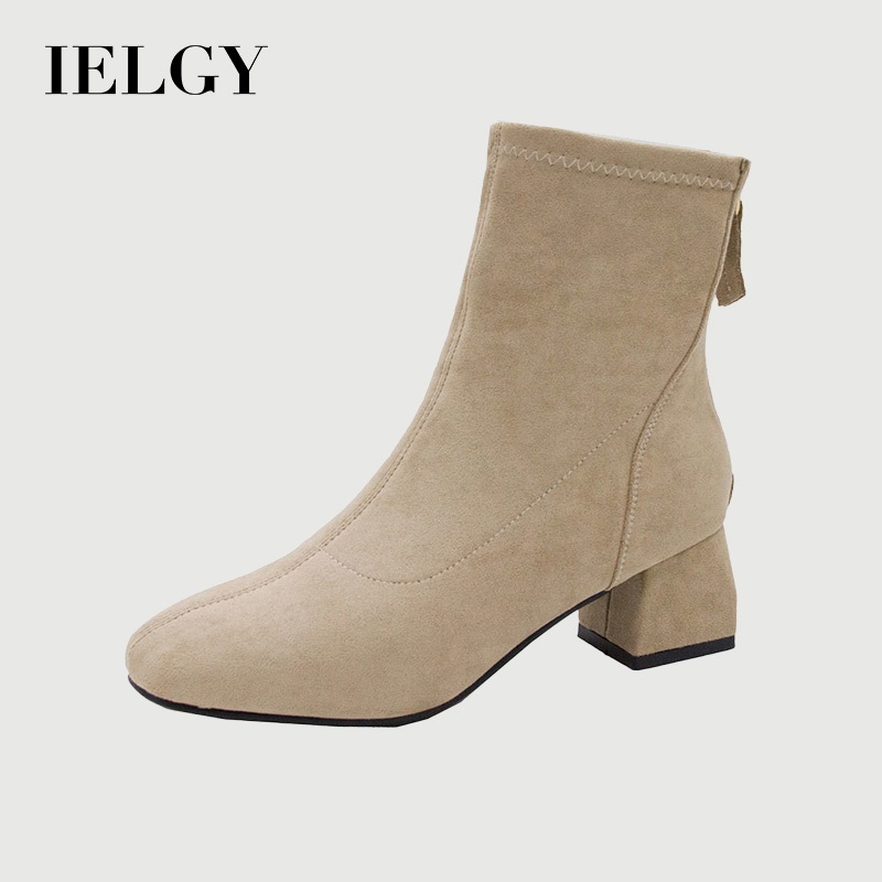IELGY Botas Curtas De Salto Bloco , Nova Moda Feminina E Esfoliante Versátil Al