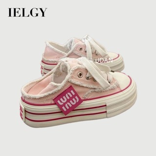 IELGY Rosa Borla Borda Crua Plataforma Sapatos De Lona Feminino Verão 2025 Novos Tabuleiro Versáteis De Duas Peças em Oferta na Shopee