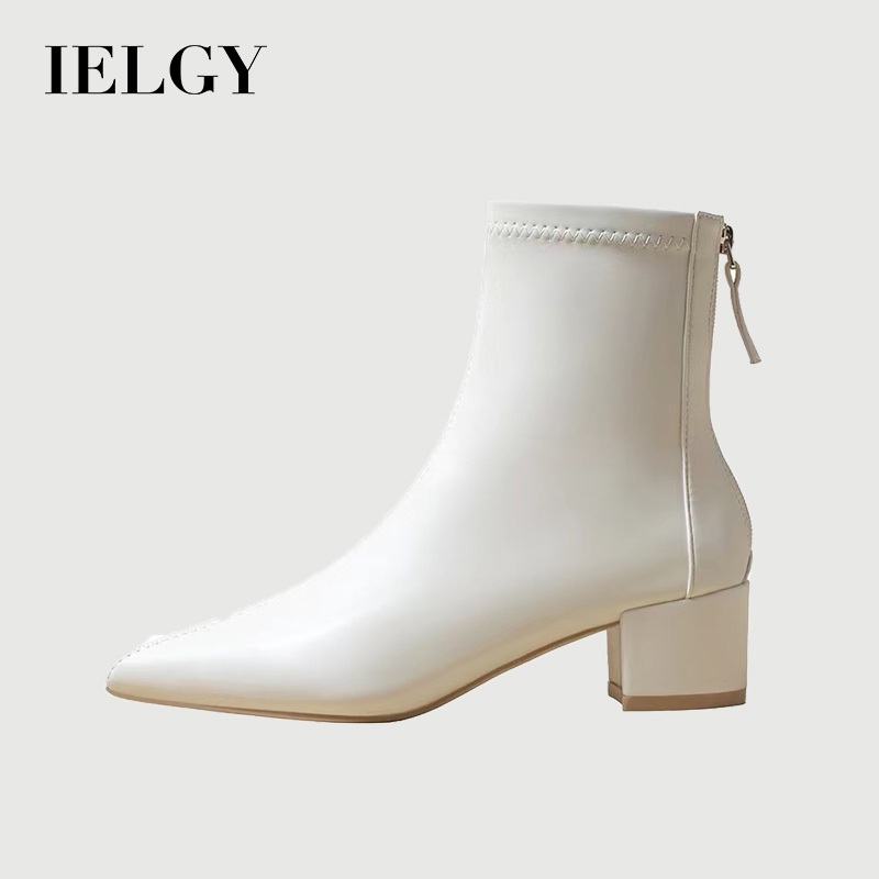 Botas Femininas IELGY Com Bico Fino E Salto Grosso - Women Shoes