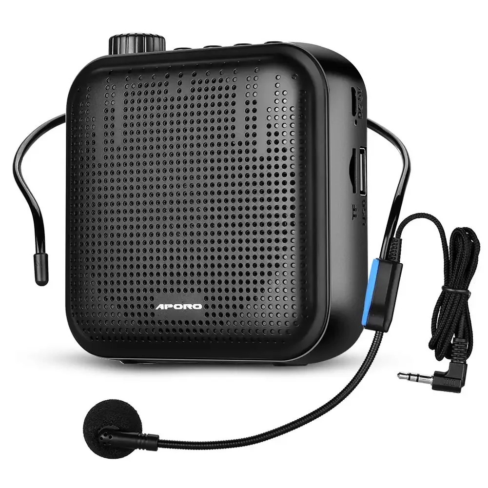 APORO Amplificador De Voz Megafone Mini Alto-Falante De Áudio Com Microfone Fio Ultraleve Recarregável Para Professo