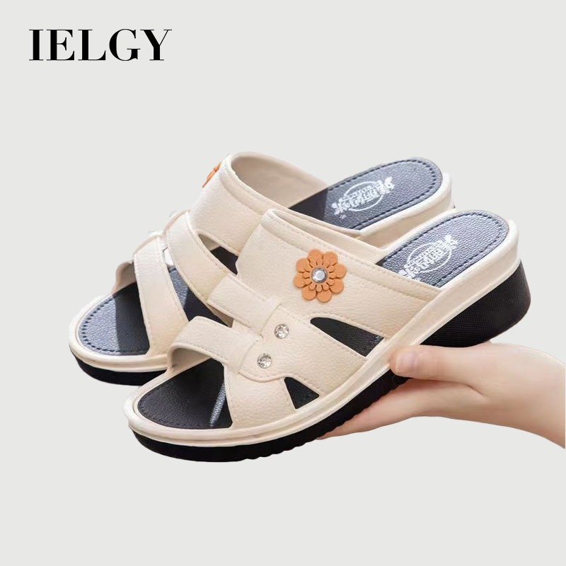 IELGY Flower Sandálias Femininas Casuais Plataforma Cunha Fundo De Balanço Praia Coreana