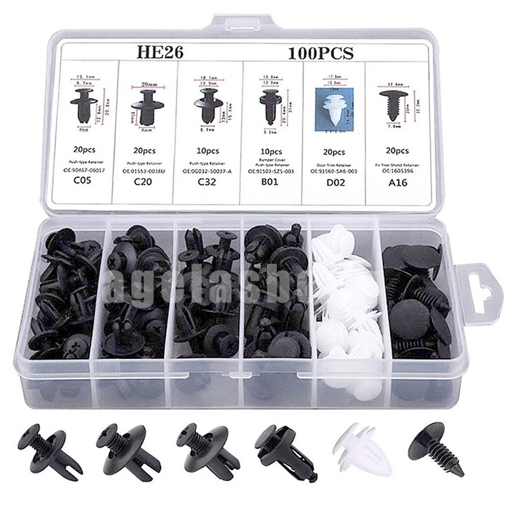 1000/100 Peças Prendedor Híbrido De Clipes De Fixação De Pino Pára-Choques Kits Autopeças em Oferta na Shopee