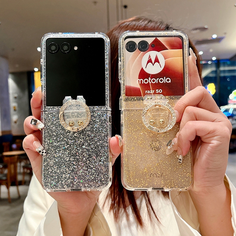 Moto Razr 60 Capa Para Motorola 50 Ultra + 2024 Imd Pó Ouro Prata Folha Anel Fiv