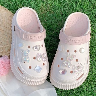Feminino Verão Sola Grossa Dos Desenhos Animados Cristal Coelho da páscoa flip flop