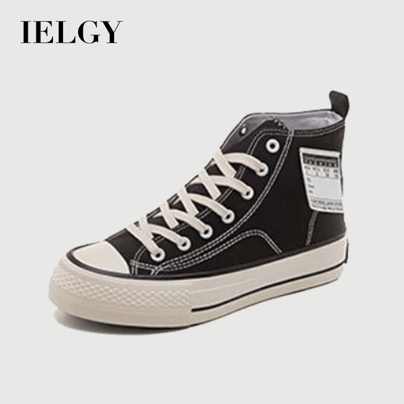 IELGY Sapatos De Lona Plataforma De Cano Alto Simples Com Cadarço Feminino Estilo De Rua em Oferta na Shopee