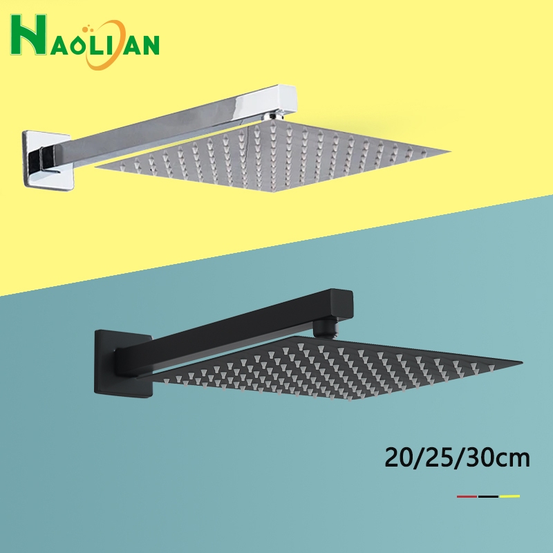 Chuveiro De Aço Inoxidável 304 Quadro 20/25/30 Cm Preto E Prata em Oferta na Shopee