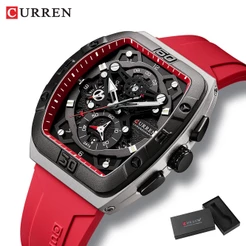 Relógios Masculinos Originais CURREN Marca Genuína Multifuncional Cronógrafo Ponteiro Luminoso Mostrador Pulseira De Sil