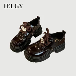 IELGY Feminino Novo Francês Retro Estilo Britânico Plataforma Sola Aumentada Mary Jane Mocassim Salto Bloco