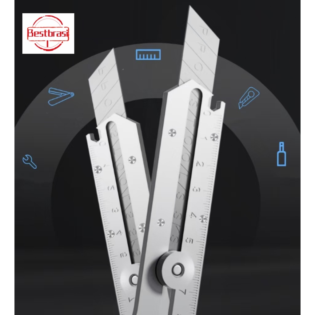 Estilete Profissional 18mm Com Trava Aço Inox Maciço 10 Lâminas em Oferta na Shopee