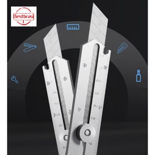 Estilete Profissional 18mm Com Trava Aço Inox Maciço 10 Lâminas em Oferta na Shopee