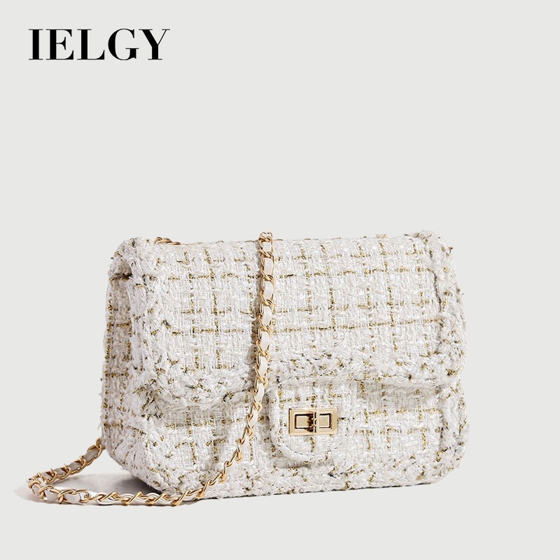 IELGY Bolsa feminina de lã com corrente de macarrão e ombro mensageiro