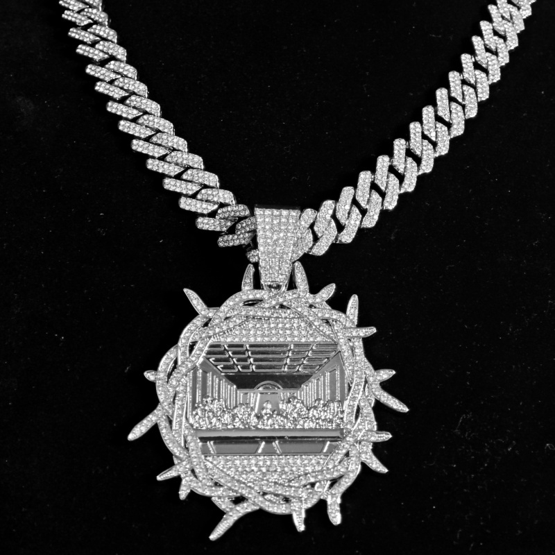Corrente Cravejada Colar masculino de Hip Hop, corrente cubana, pingente de último jantar, corrente de gelo, corrente