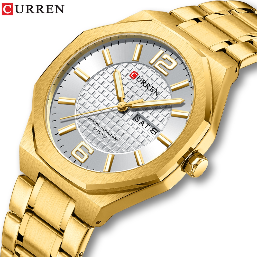 CURREN Relógio Masculino Original Novo Simples Aço Inoxidável Ponteiro Luminoso Semana Calendário Exibição Moda Negócios em Oferta na Shopee