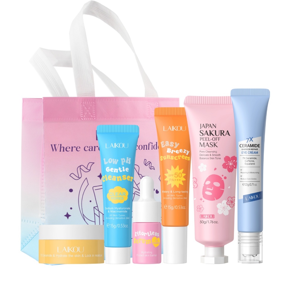 LAIKOU Ceramida Kit De Viagem Fortalece A Hidratação Da Barreira Pele Com Creme Para Os Olhos Bonus E Máscara Peel-off S