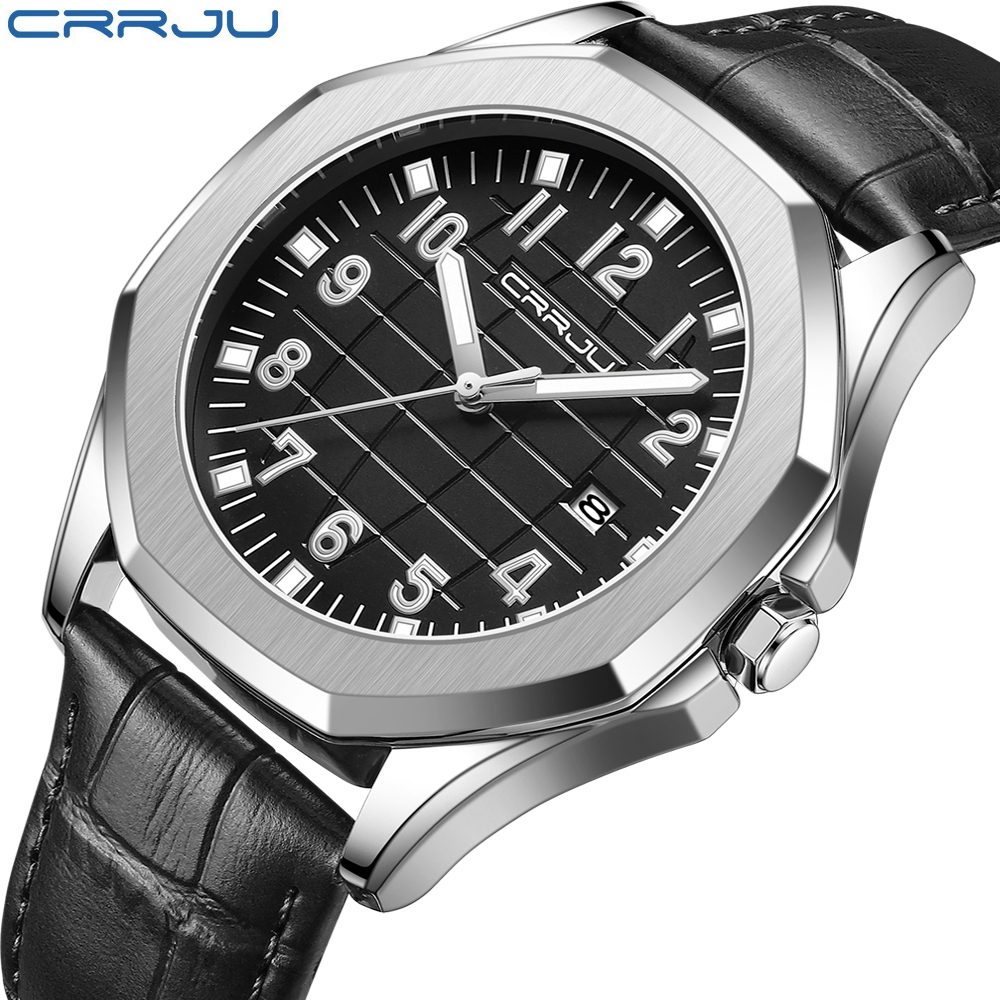 CRRJU Relógios Masculinos Originais Genuínos Marca Superior Quartzo Analógico Luminoso Ppointer Pulseira De Couro Moda L - Watches