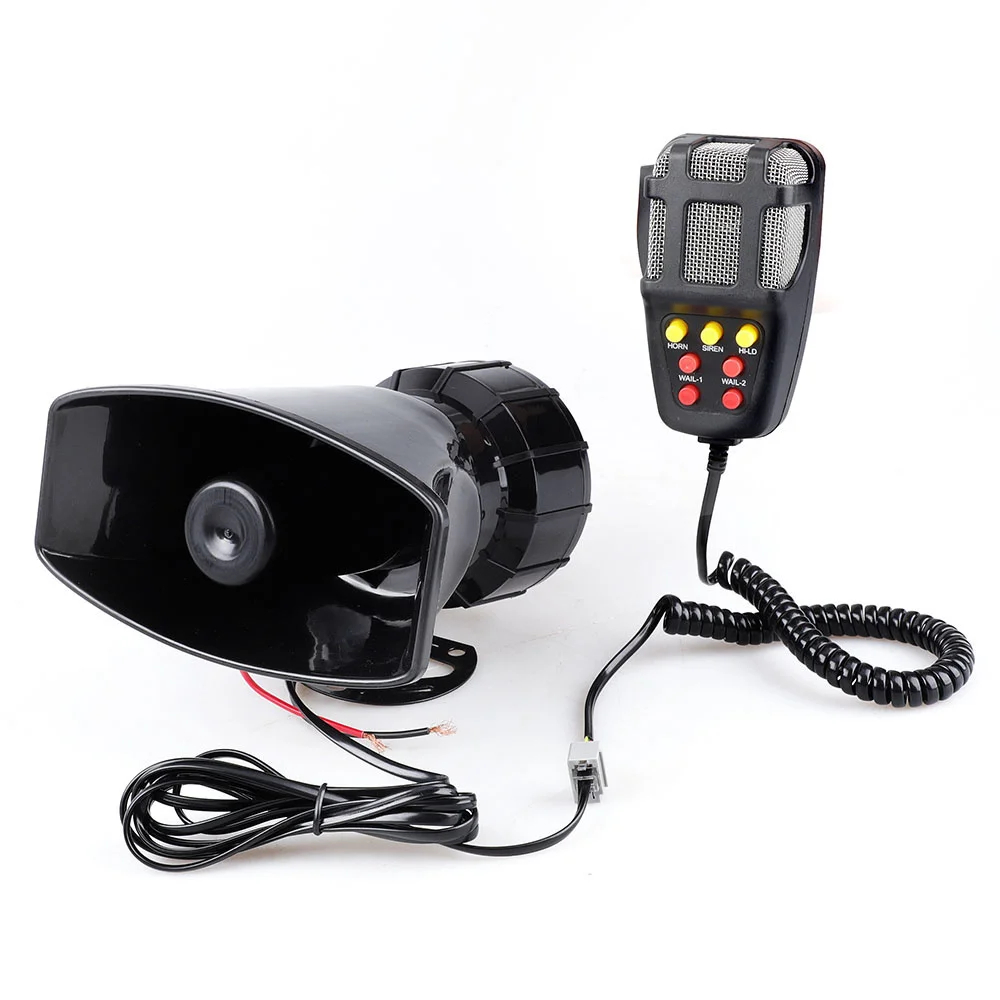 7 Som Alto 100W DC 12V Buzina De Alarme De Carro Com Microfone Sirene De Motocicleta De Plástico Para Aviso De Veículo S
