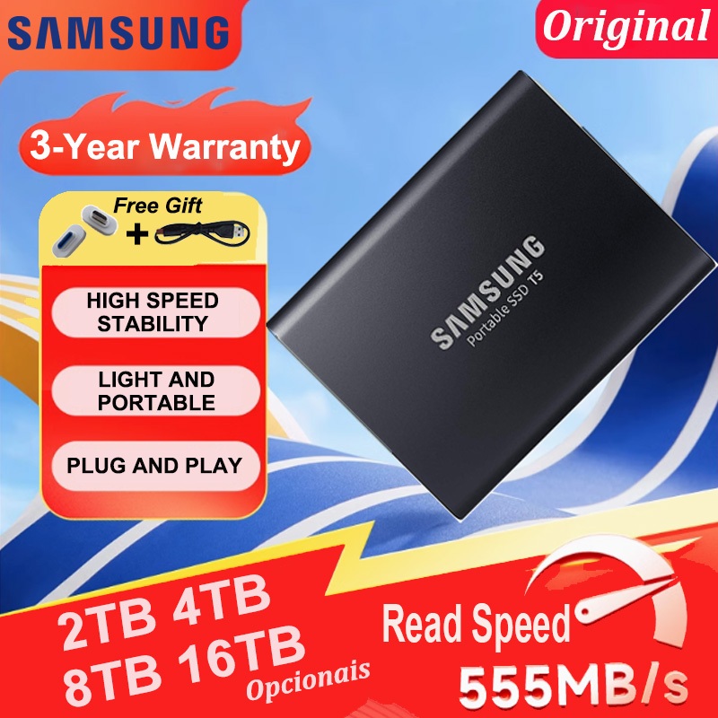 Original Samsung SSD Externo De 2TB A 16TB Portátil Hdd USB3.1 Tipo-C Interface 