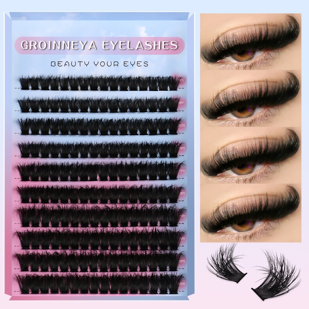 Clusters De Cílios Fofos 8-16mm De Espessura Longo Cluster Extensões 180D Onda Volume em Oferta na Shopee