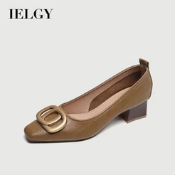IELGY Estilo Francês Dedo Do Pé Quadrado Temperamento Fada Fundo Macio Sapatos Únicos De Salto Médio Para Mulheres