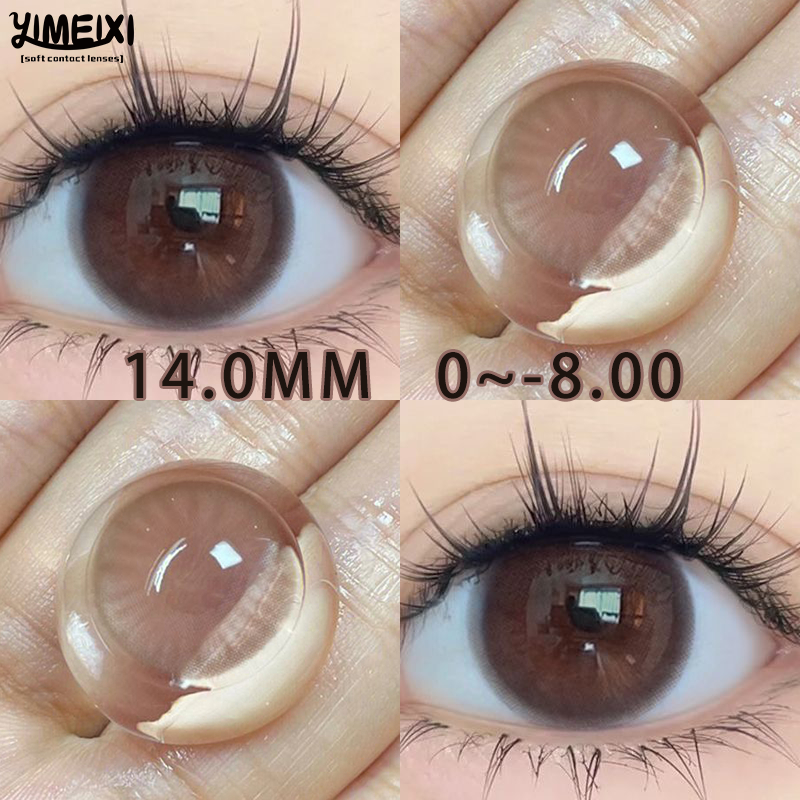Yimeixi Mini Lentes De Contato Com Grau 14.0MM Natural Confortável Soft Coloridas Leves Uso Em 6 Meses