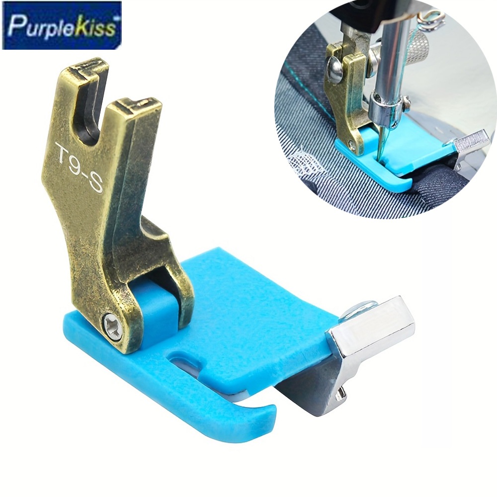 Calcador T9 Plástico Com Ajustável Borda De Bainha Para Máquina De Costura Industrial- Azul