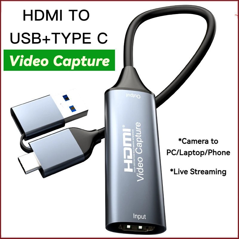 Placa De Captura De Vídeo USB 4K Tipo C 1080P 60fps HDMI Para Type-MS2130 Grabber Record Switch Xbox PS4/5 Transmissão A