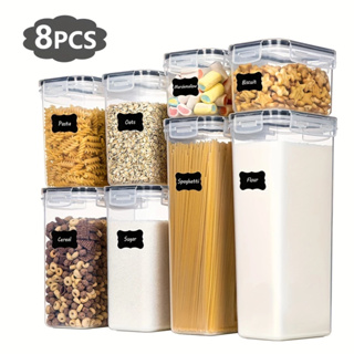 Kit 8 Conjunto de Potes Herméticos em Acrílico Cristal com Trava e Design Empilhável - Organizador para Mantimentos em Oferta na Shopee