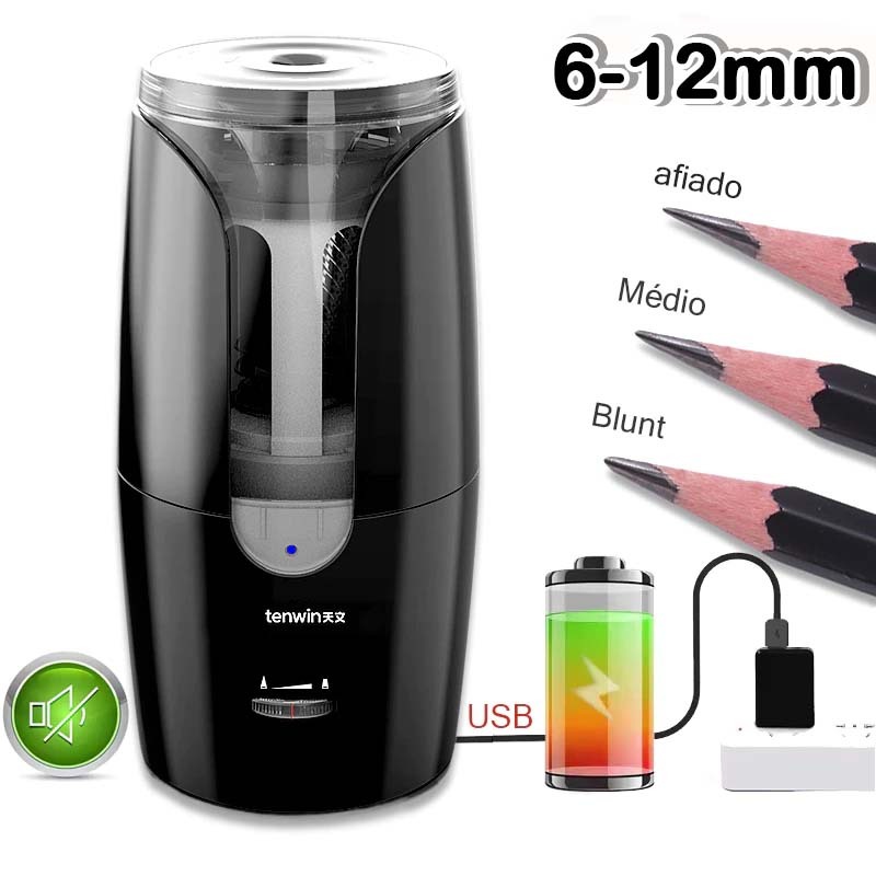 Apontador De Lápis Elétrico USB Automático/para lápis 6-12 mm para estudantes artistas em casa escola sa