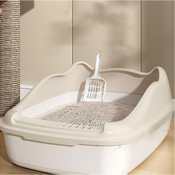 MIW Caixa De Areia Semi Fechada Para Animais De Estimação Pequenos PP Material Anti Respingo Aberto Superior Branco em Oferta na Shopee